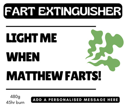 Fart Extinguisher Name Personalised Candle | Funny Fart Candle Gift MKTrends Co