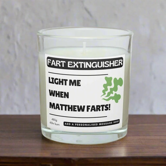 Fart Extinguisher Name Personalised Candle | Funny Fart Candle Gift MKTrends Co