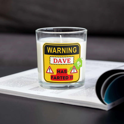 Fart Warning Sign Personalised Candle | Funny Novelty Fart Gift MKTrends Co