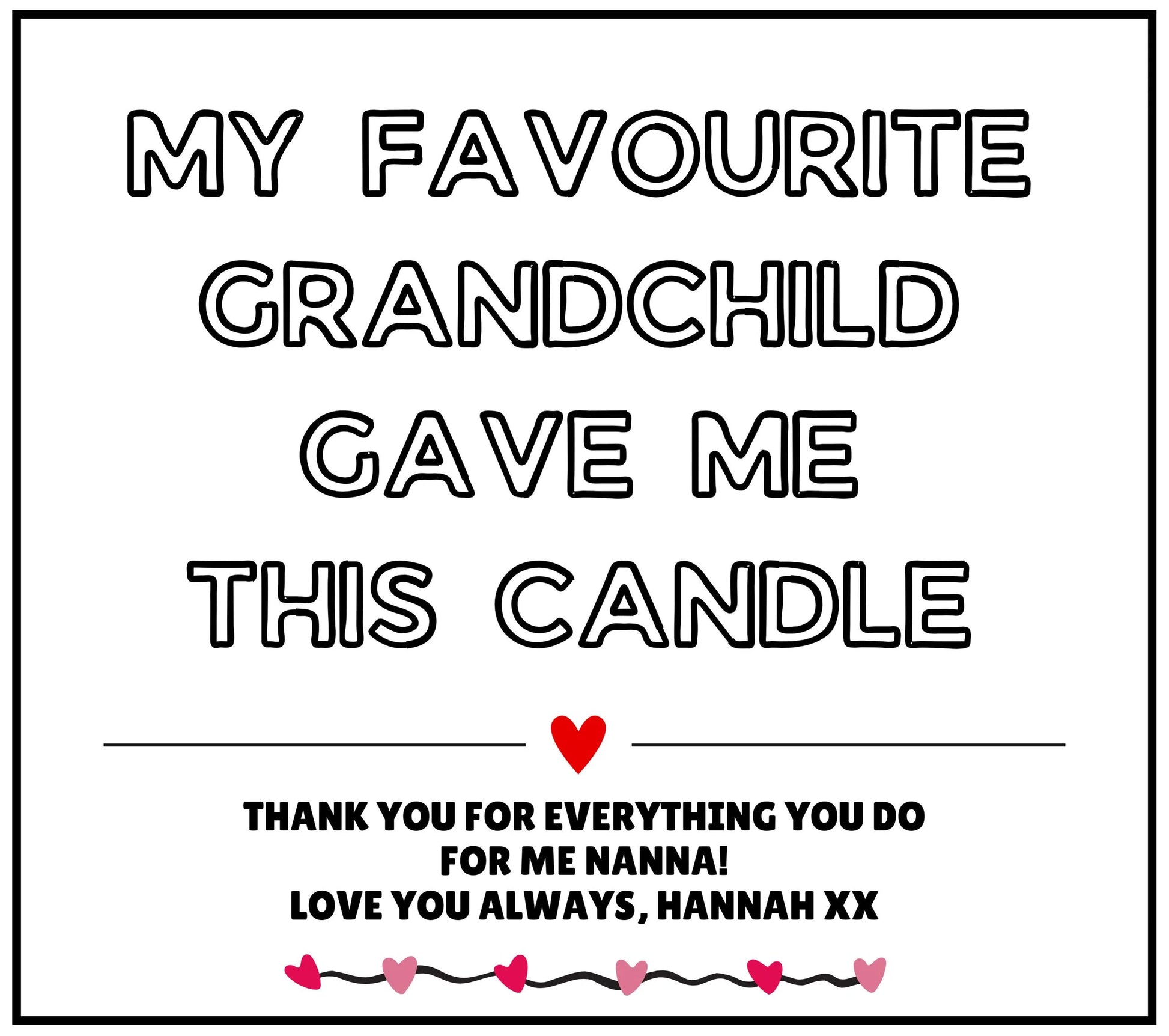 Favourite Grandchild Personalised Candle | Gifts for Nanna MKTrends Co