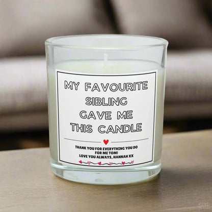 Favourite Sibling Personalised Candle | Funny Brother Sister Gift MKTrends Co