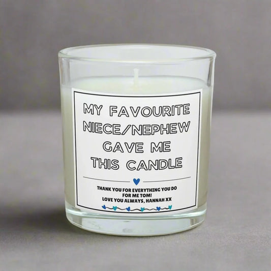 Favourite Uncle Personalised Candle | From Niece Nephew Gift MKTrends Co