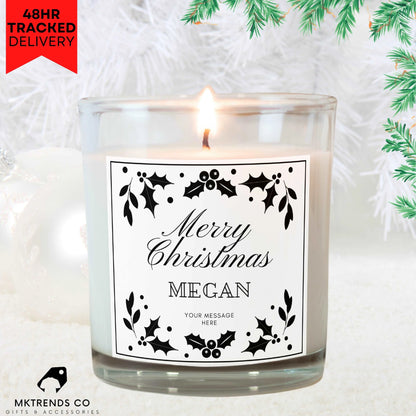 Festive Holly Personalised Candle | Christmas Gifts | Festive Decorations MKTrends Co