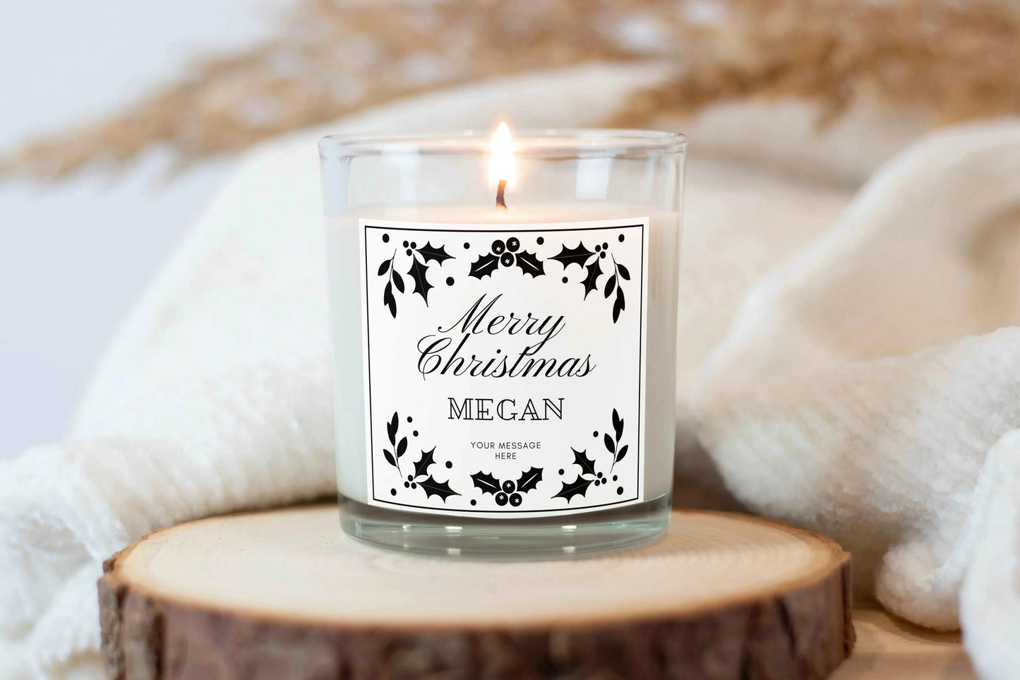 Festive Holly Personalised Candle | Christmas Gifts | Festive Decorations MKTrends Co