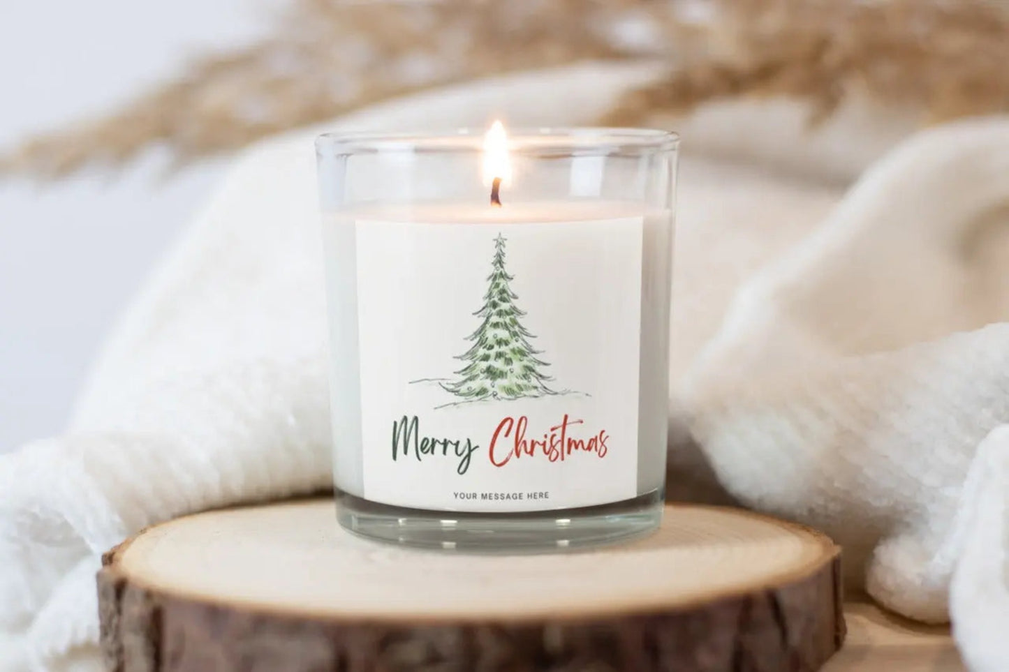 Festive Merry Christmas Tree Candle | Personalised Candle MKTrends Co