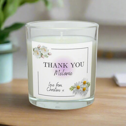 Floral Thank You Name Gift for Her | Personalised Thank You Candle MKTrends Co