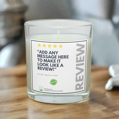 Funny Review Personalised Candle | Review Message Gift MKTrends Co