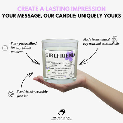 Girlfriend Message Personalised Candle | Girlfriend Gift MKTrends Co