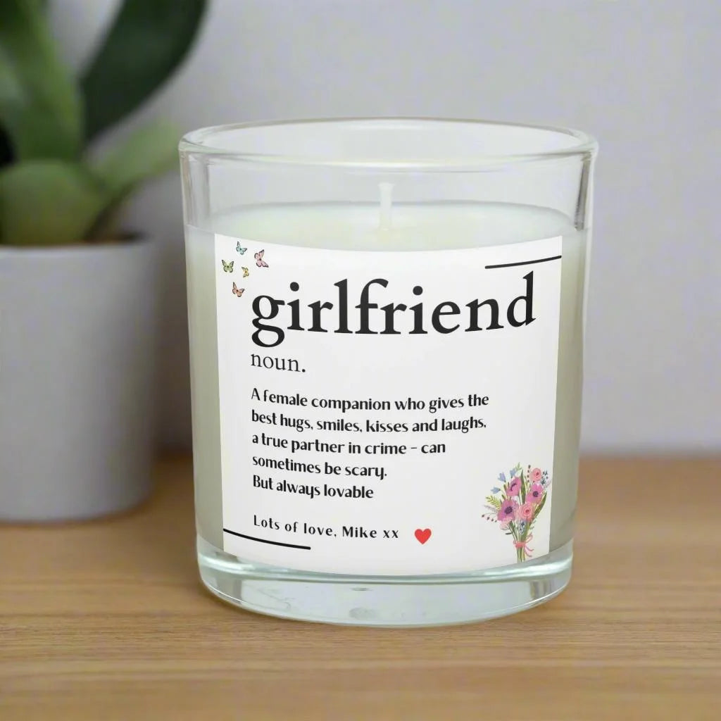 Girlfriend Noun Message Personalised Candle | Noun Definition Gift MKTrends Co