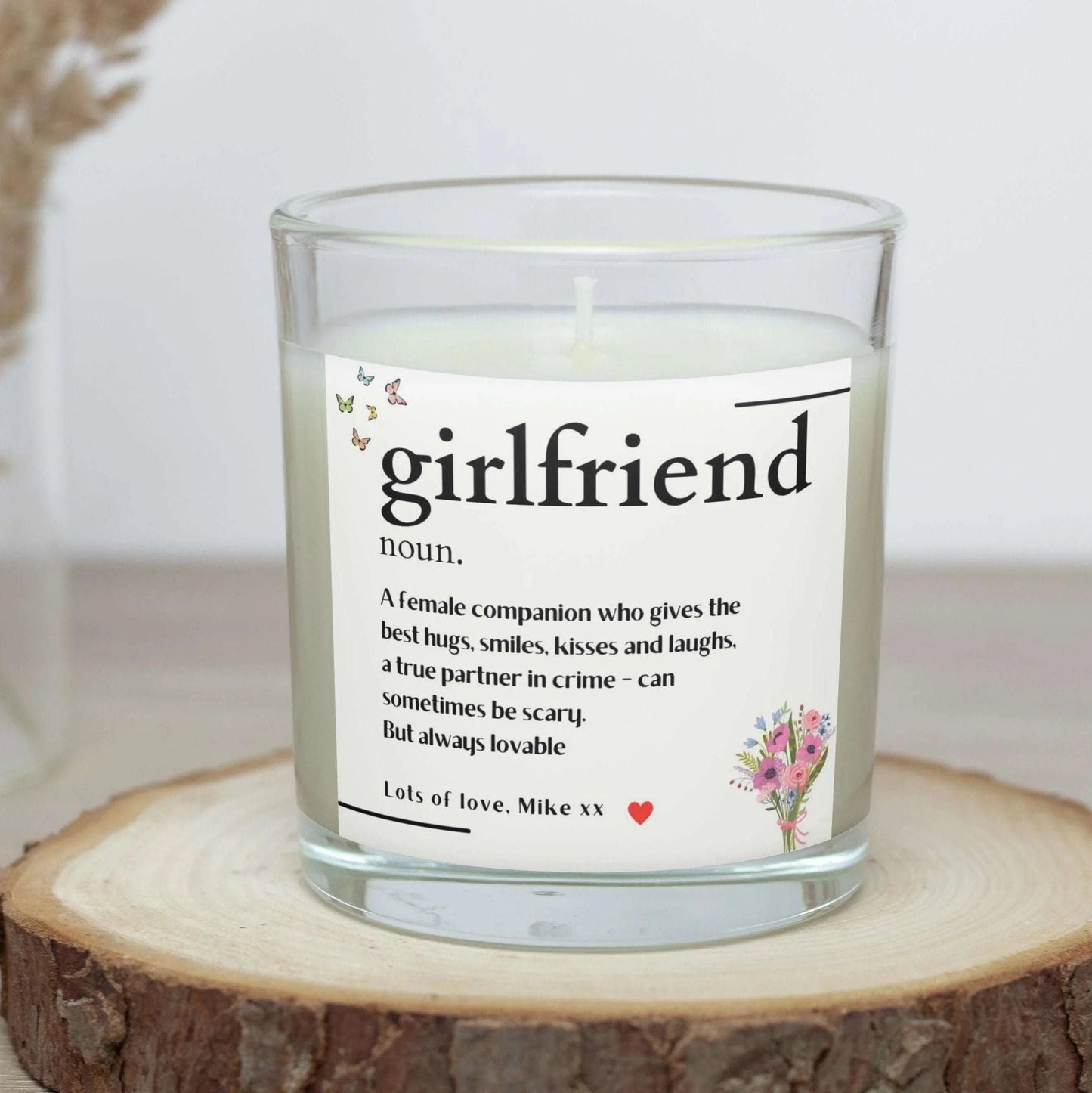 Girlfriend Noun Message Personalised Candle | Noun Definition Gift MKTrends Co