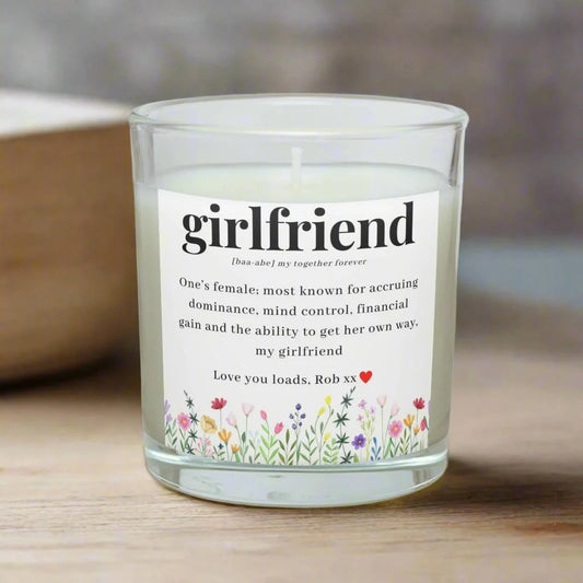 Girlfriend Noun Message Quote Personalised Candle | Definition Gift MKTrends Co