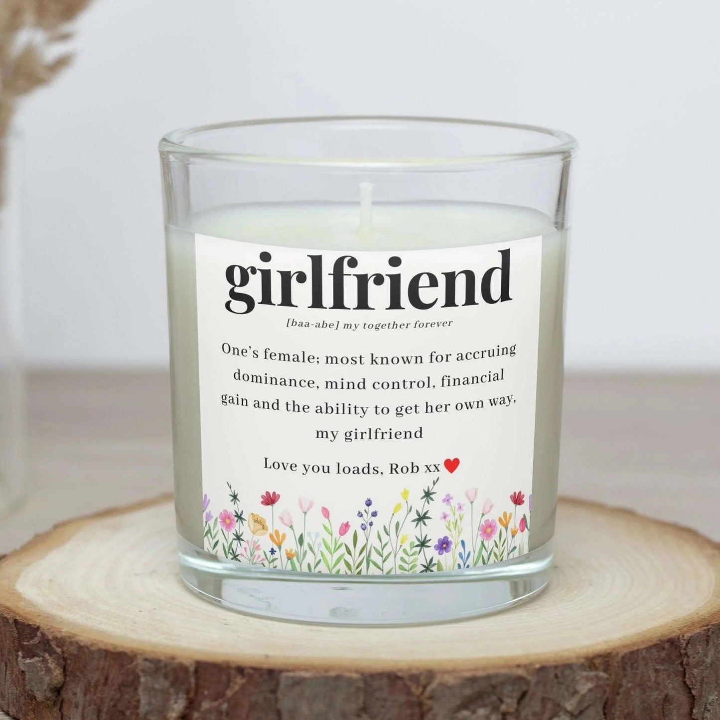 Girlfriend Noun Message Quote Personalised Candle | Definition Gift MKTrends Co