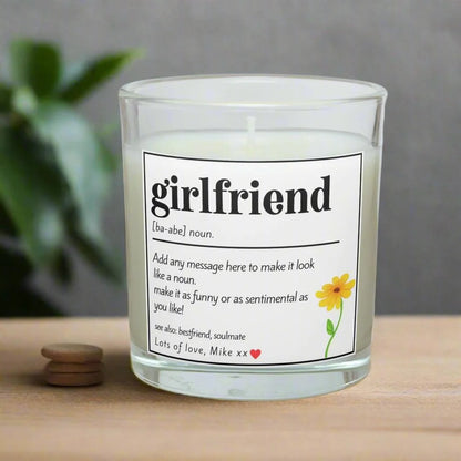 Girlfriend Noun Quote Personalised Candle | Gift for Girlfriend MKTrends Co