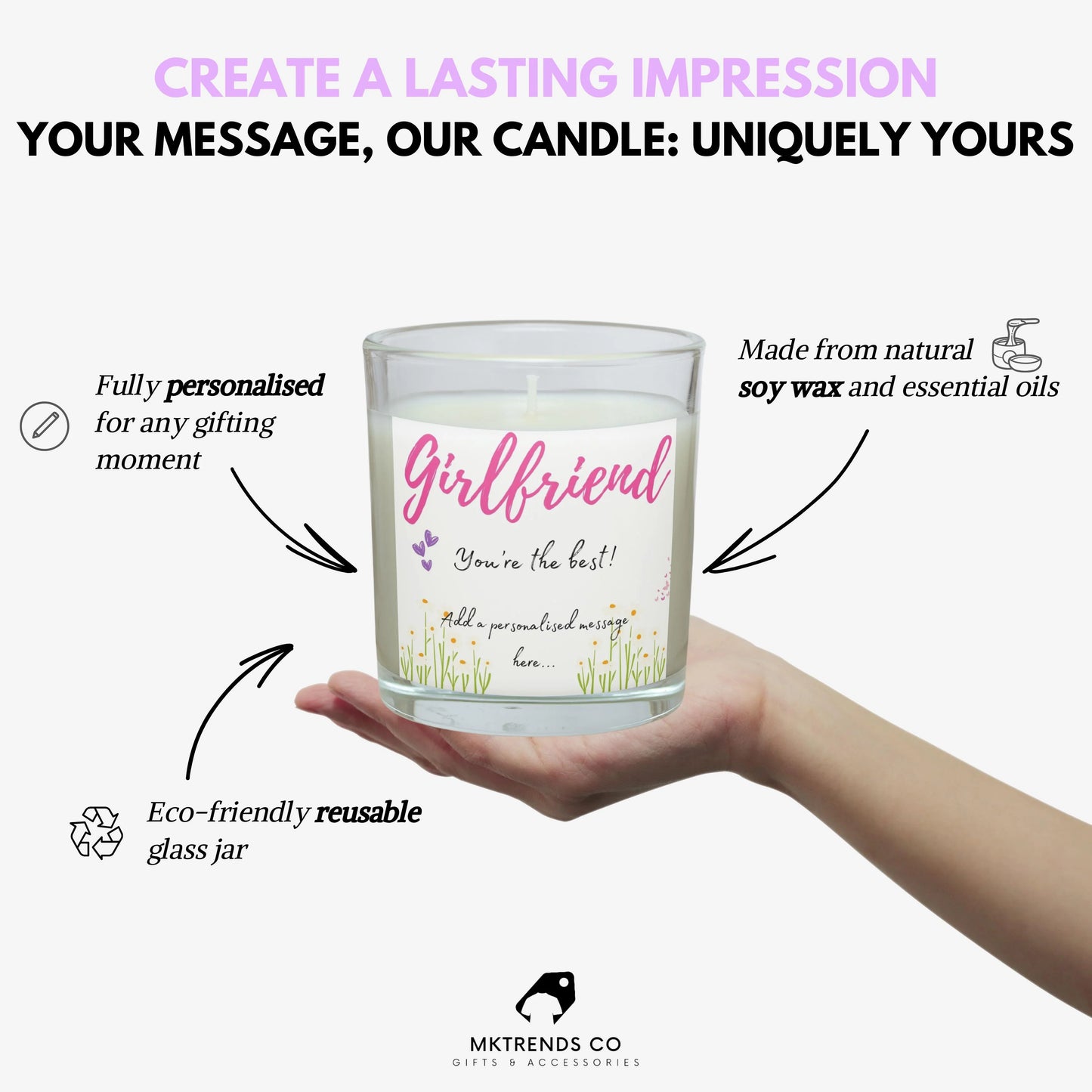 Girlfriend, You're the best Personalised Candle | Girlfriend Message Gift MKTrends Co