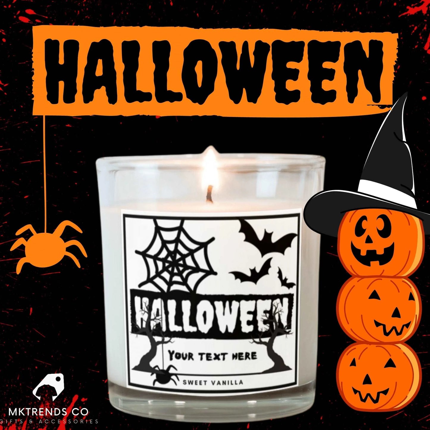 Halloween Personalised Candle | Halloween Decoration | Trick or Treat MKTrends Co