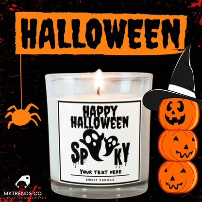 Halloween Spooky Personalised Candle | Halloween Decoration | Trick or Treat MKTrends Co