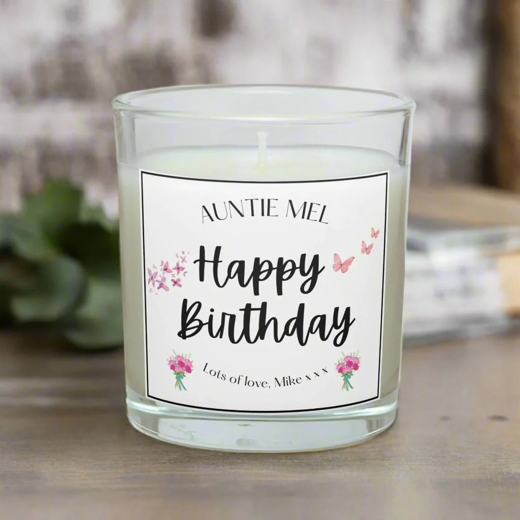 Happy Birthday Auntie Personalised Candle | Birthday Gift for Auntie MKTrends Co