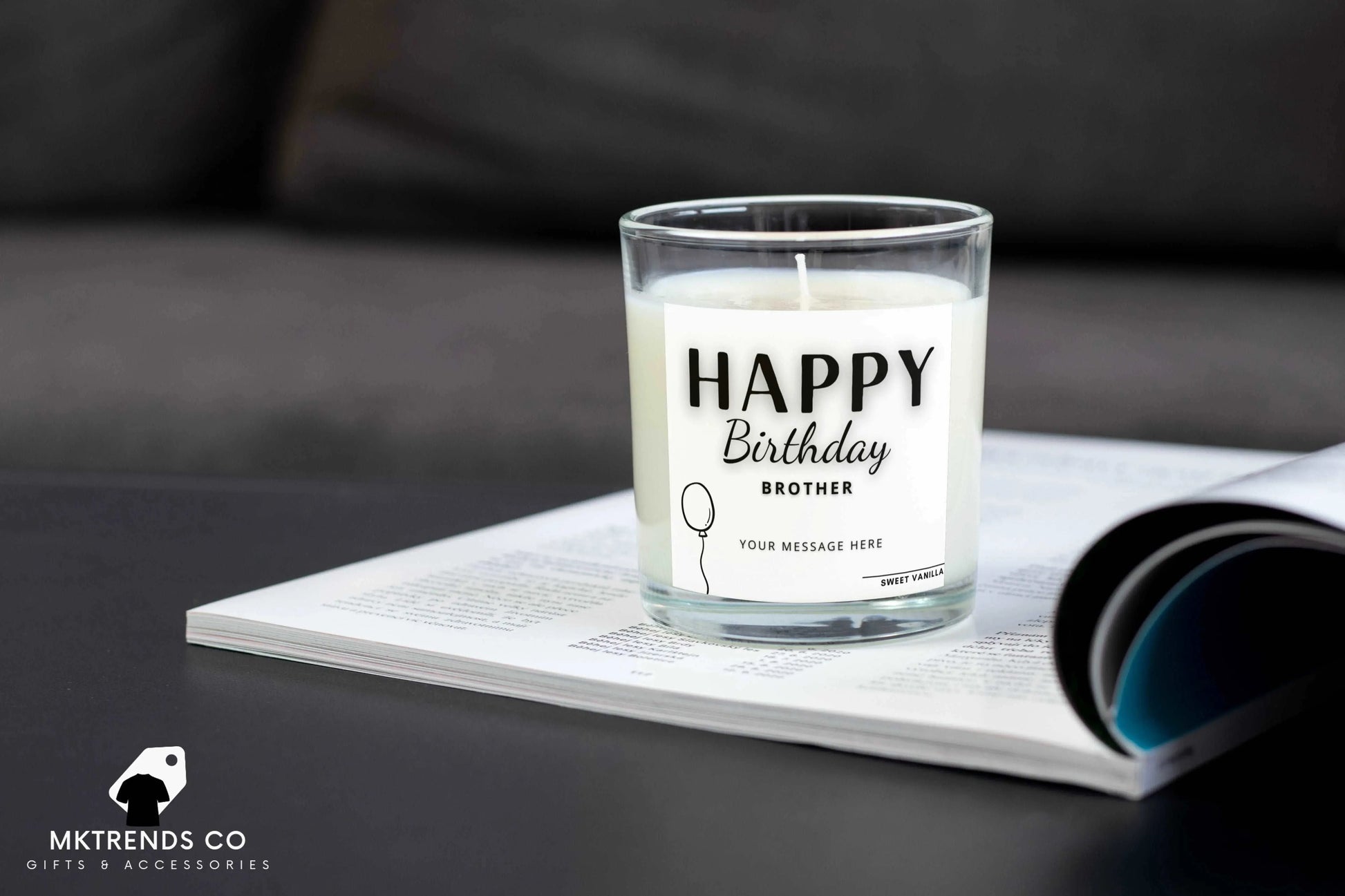 Happy Birthday Brother Balloon Personalised Candle | Birthday Gifts for Brother MKTrends Co