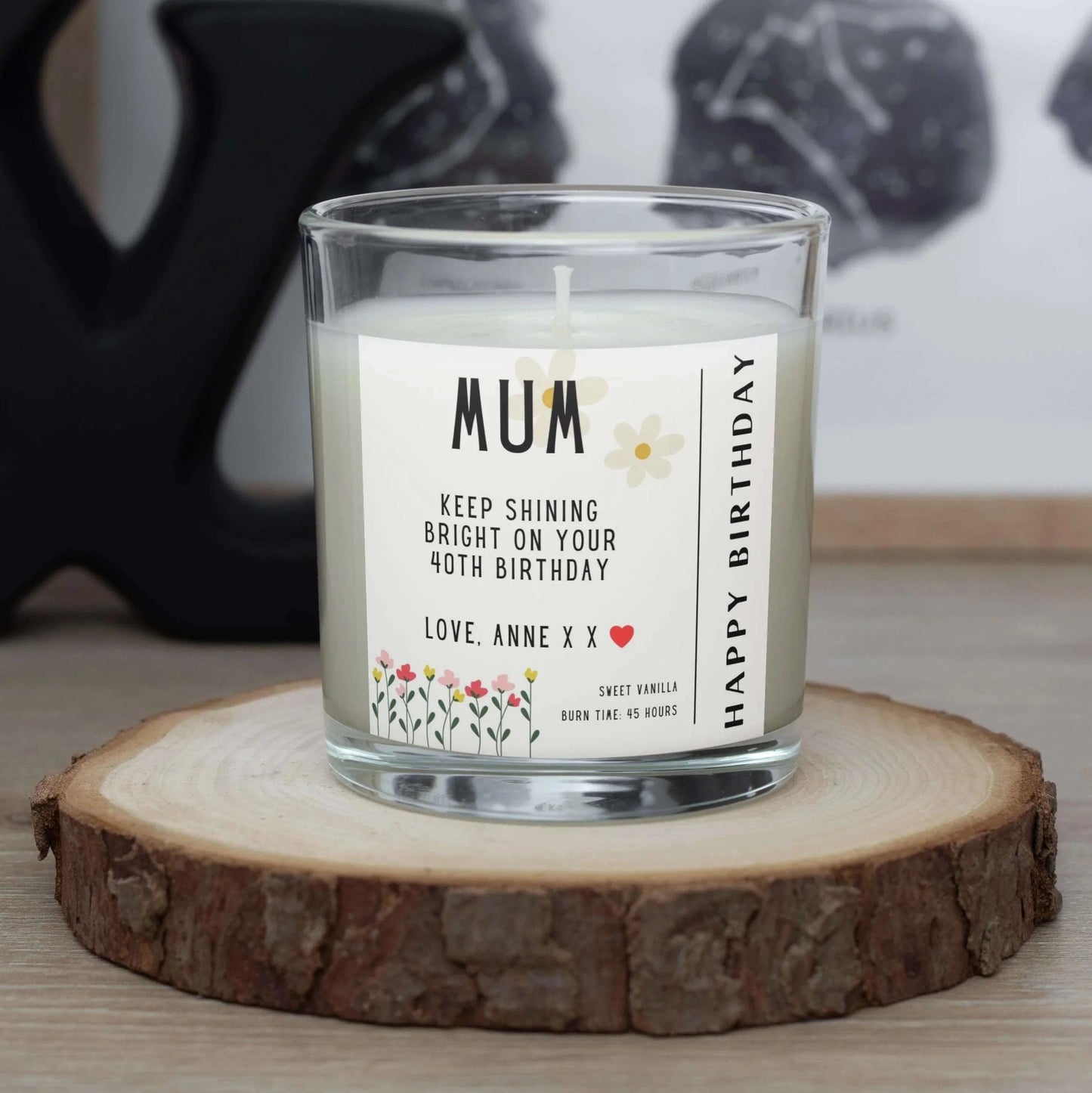 Happy Birthday Mum Message Personalised Candle | Mum Birthday Gift MKTrends Co