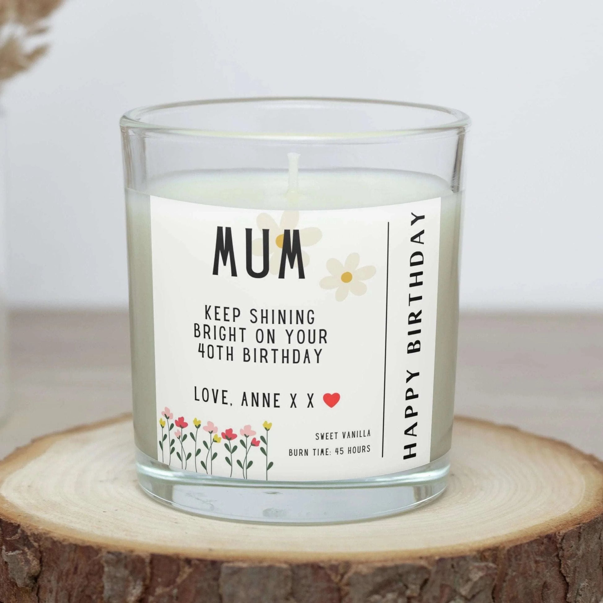 Happy Birthday Mum Message Personalised Candle | Mum Birthday Gift MKTrends Co