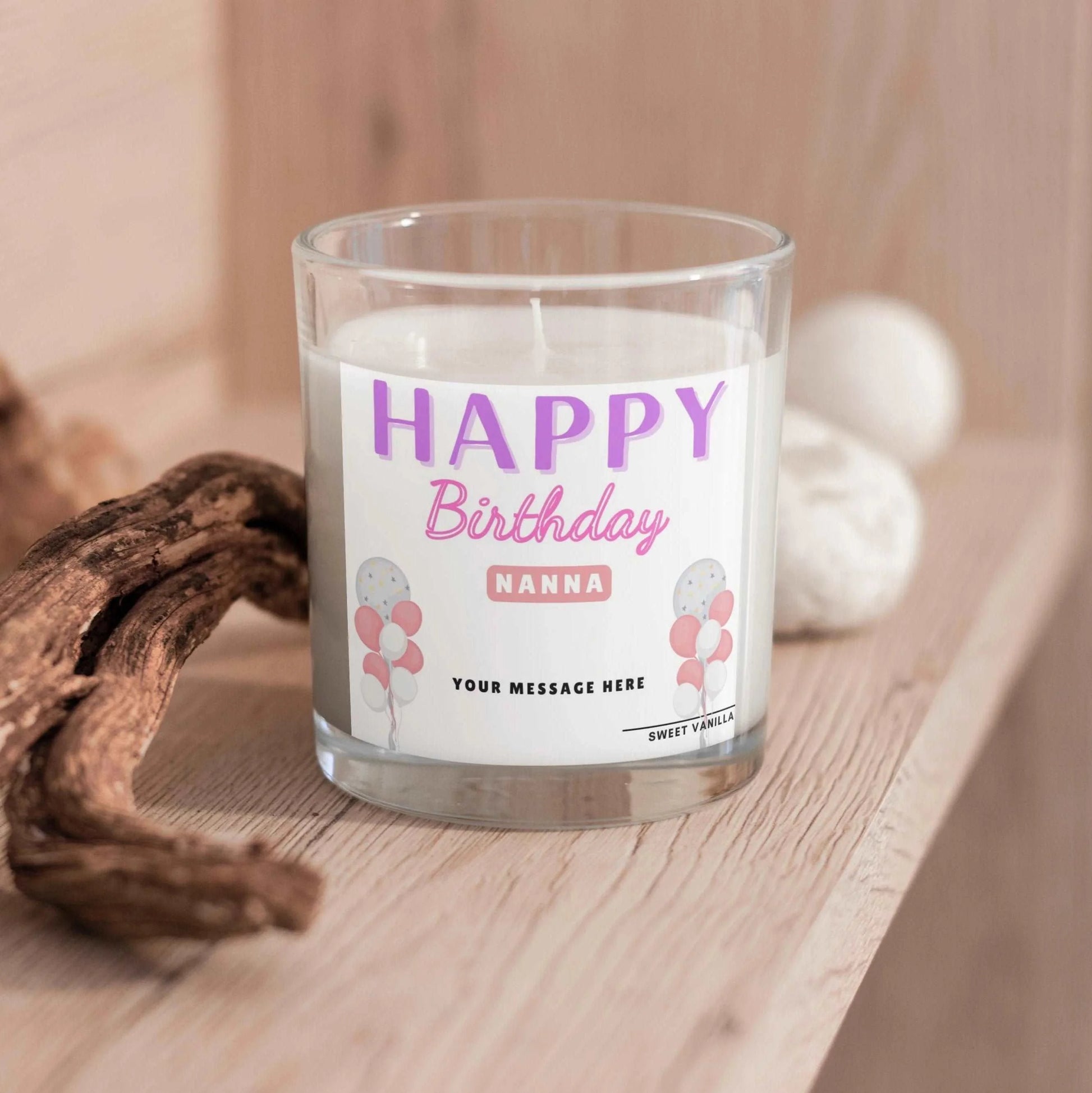 Happy Birthday Nanna Balloon Personalised Candle | Birthday Gift MKTrends Co