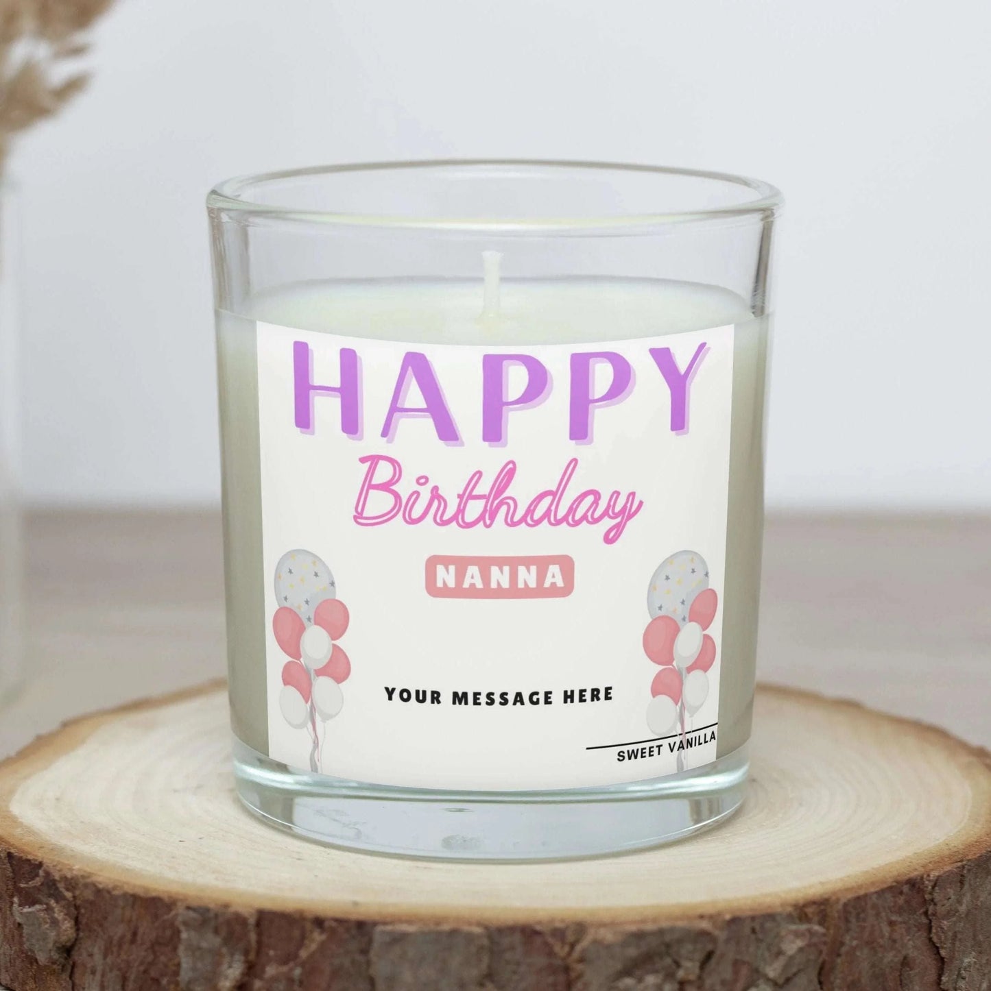 Happy Birthday Nanna Balloon Personalised Candle | Birthday Gift MKTrends Co