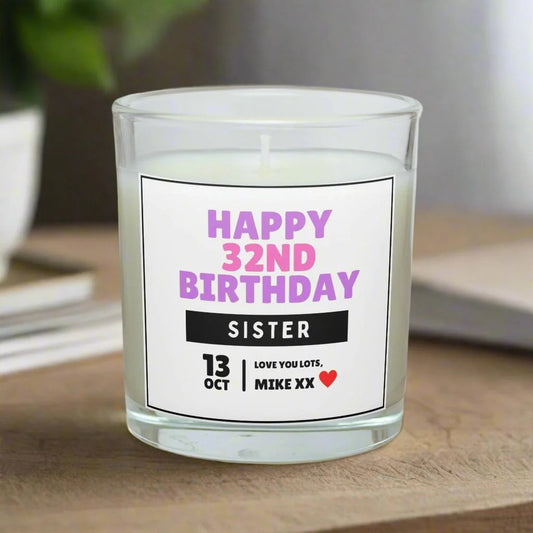 Happy Birthday Sister Personalised Candle | Sister Milestone Birthday Gift MKTrends Co