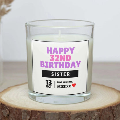 Happy Birthday Sister Personalised Candle | Sister Milestone Birthday Gift MKTrends Co