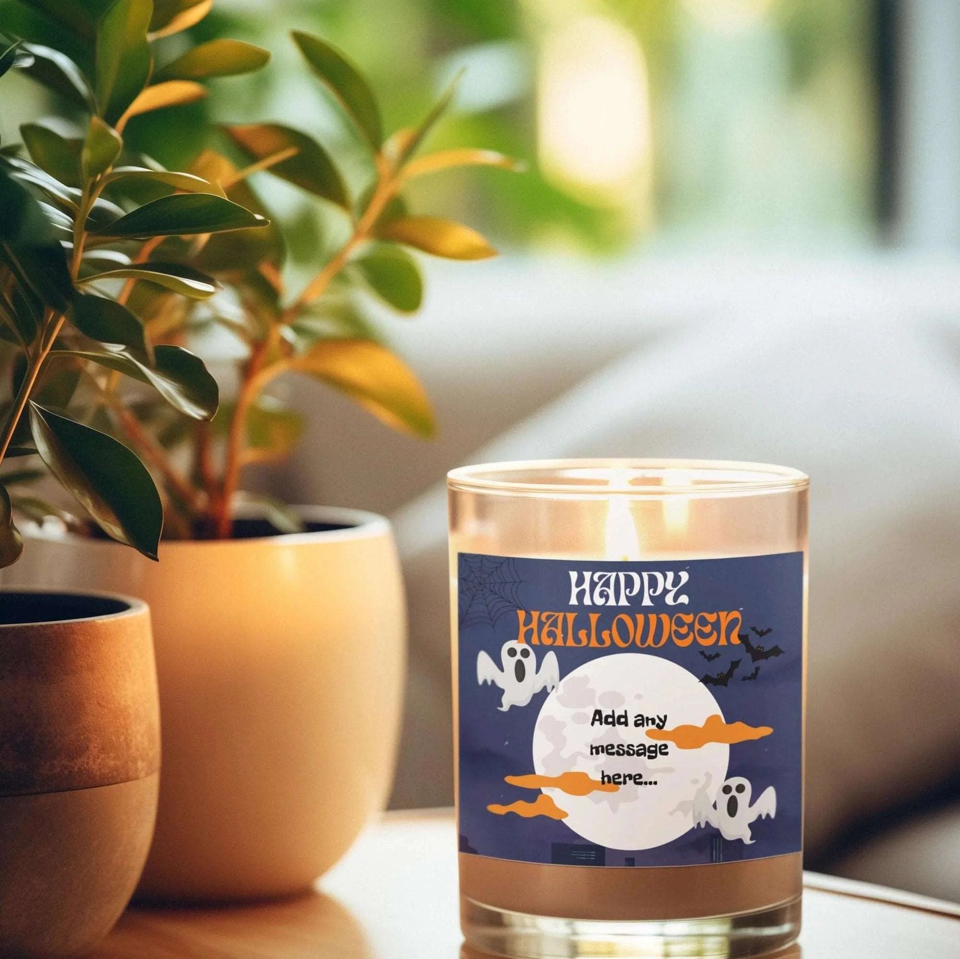 Happy Halloween Ghost Personalised Candle | Halloween Decor MKTrends Co