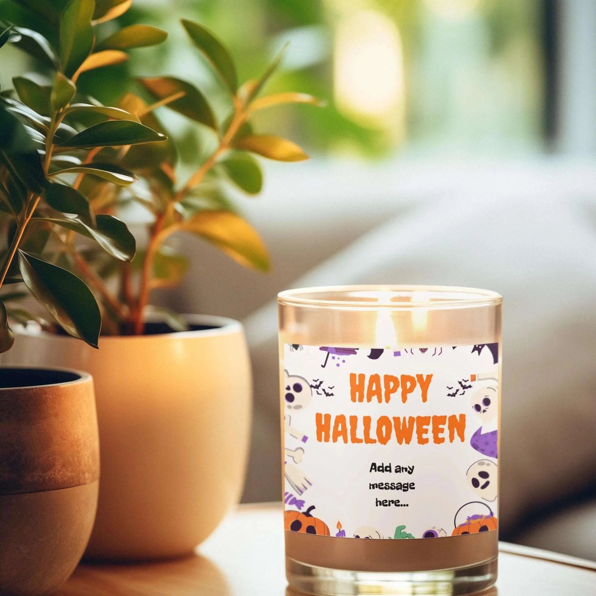 Happy Halloween Message Personalised Candle | Halloween Decor MKTrends Co