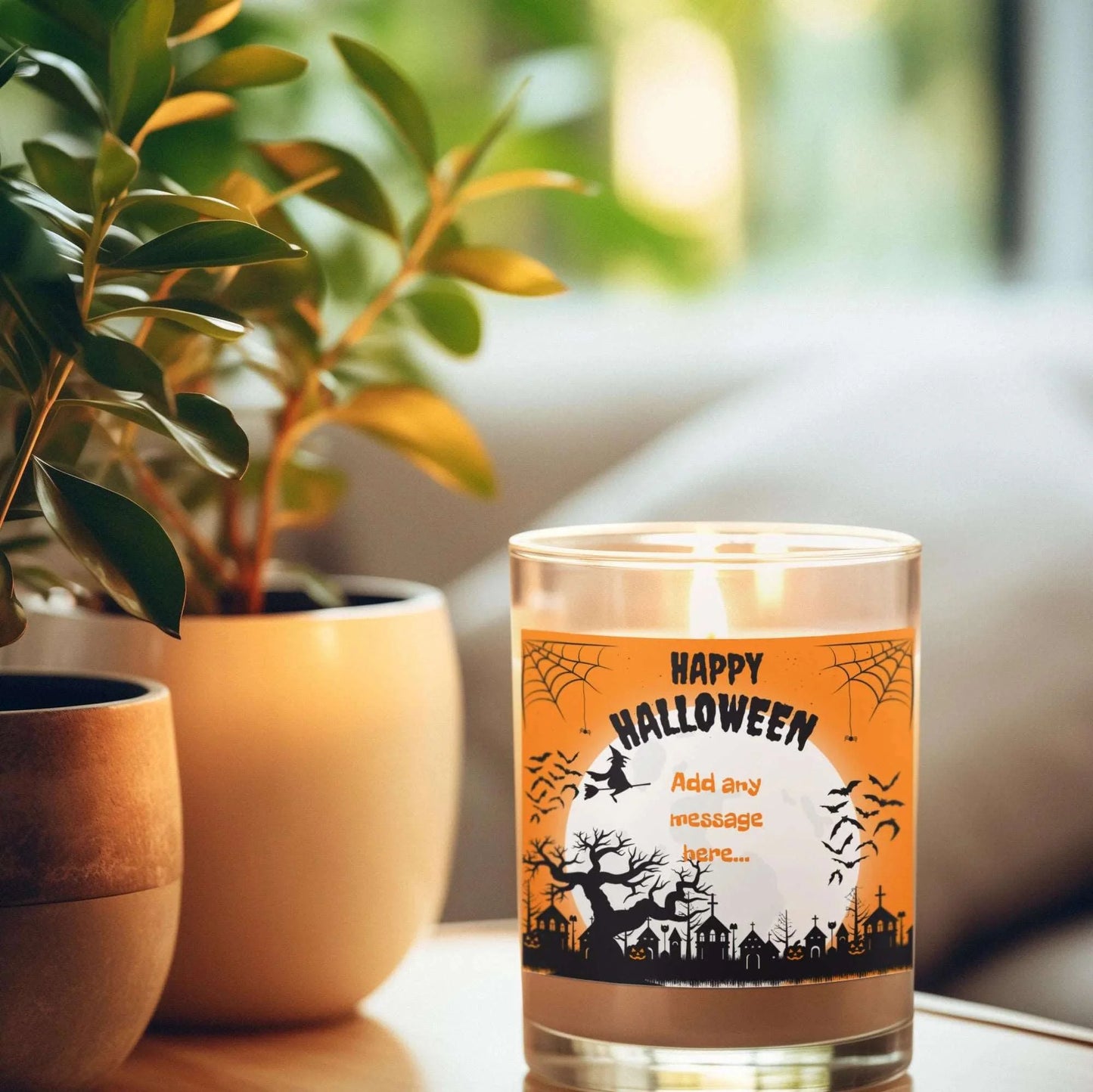 Happy Halloween Scene Personalised Candle | Halloween Decor MKTrends Co