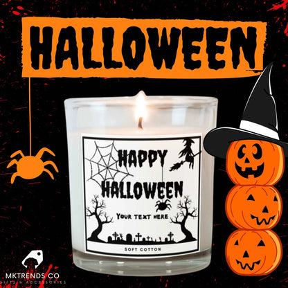 Happy Halloween Scene Personalised Candle | Halloween Decoration | Trick or Treat MKTrends Co