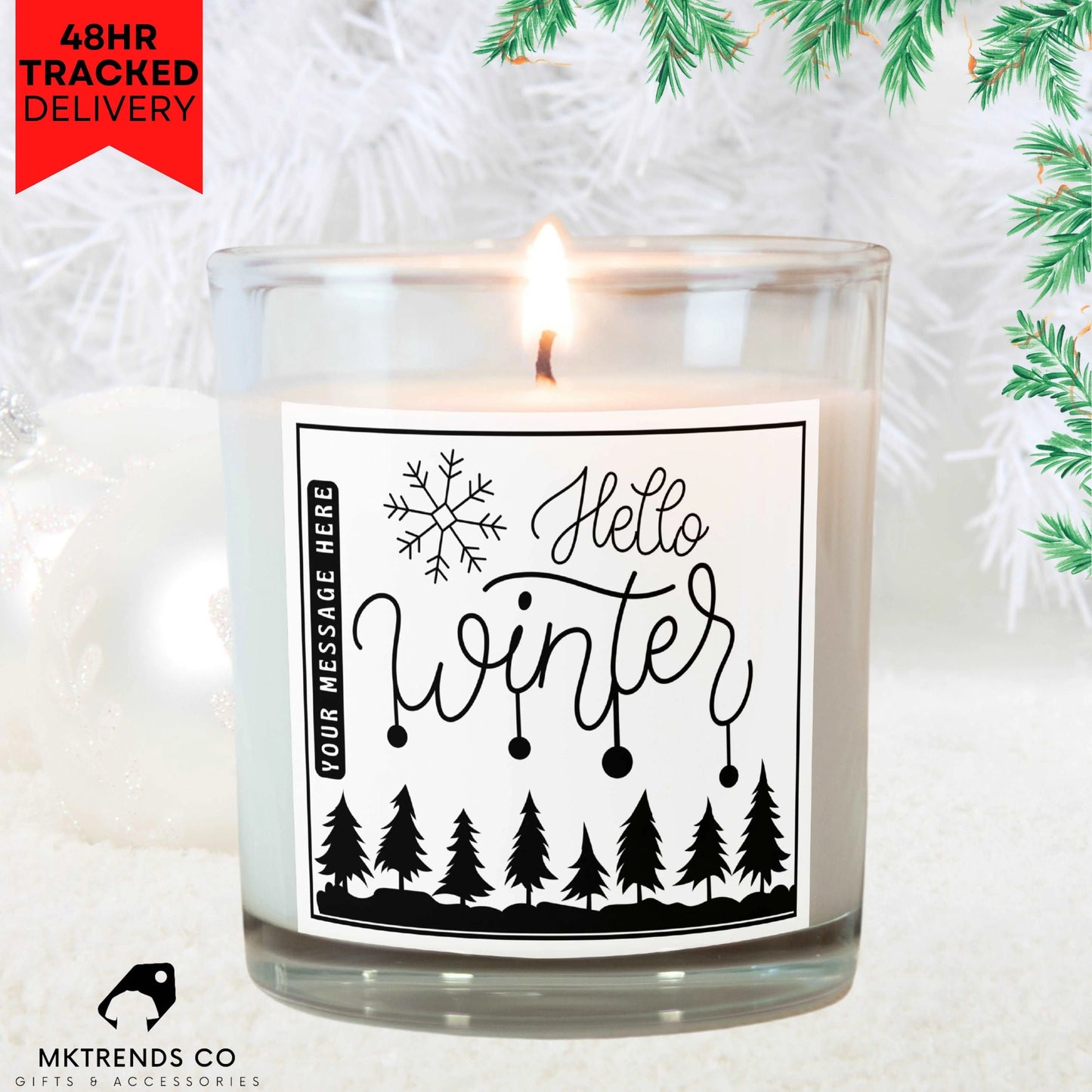 Hello Winter Personalised Candle | Christmas Gifts | Festive Decorations MKTrends Co