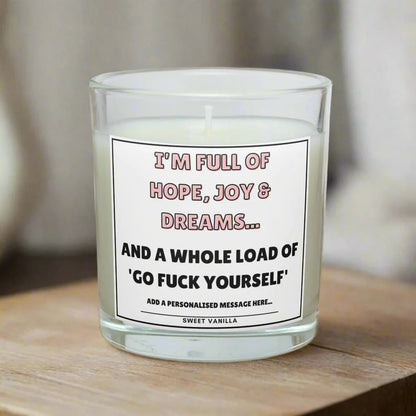 Hope, Joy & Dreams Personalised Candle | Funny Candle | Novelty Joke Gift MKTrends Co