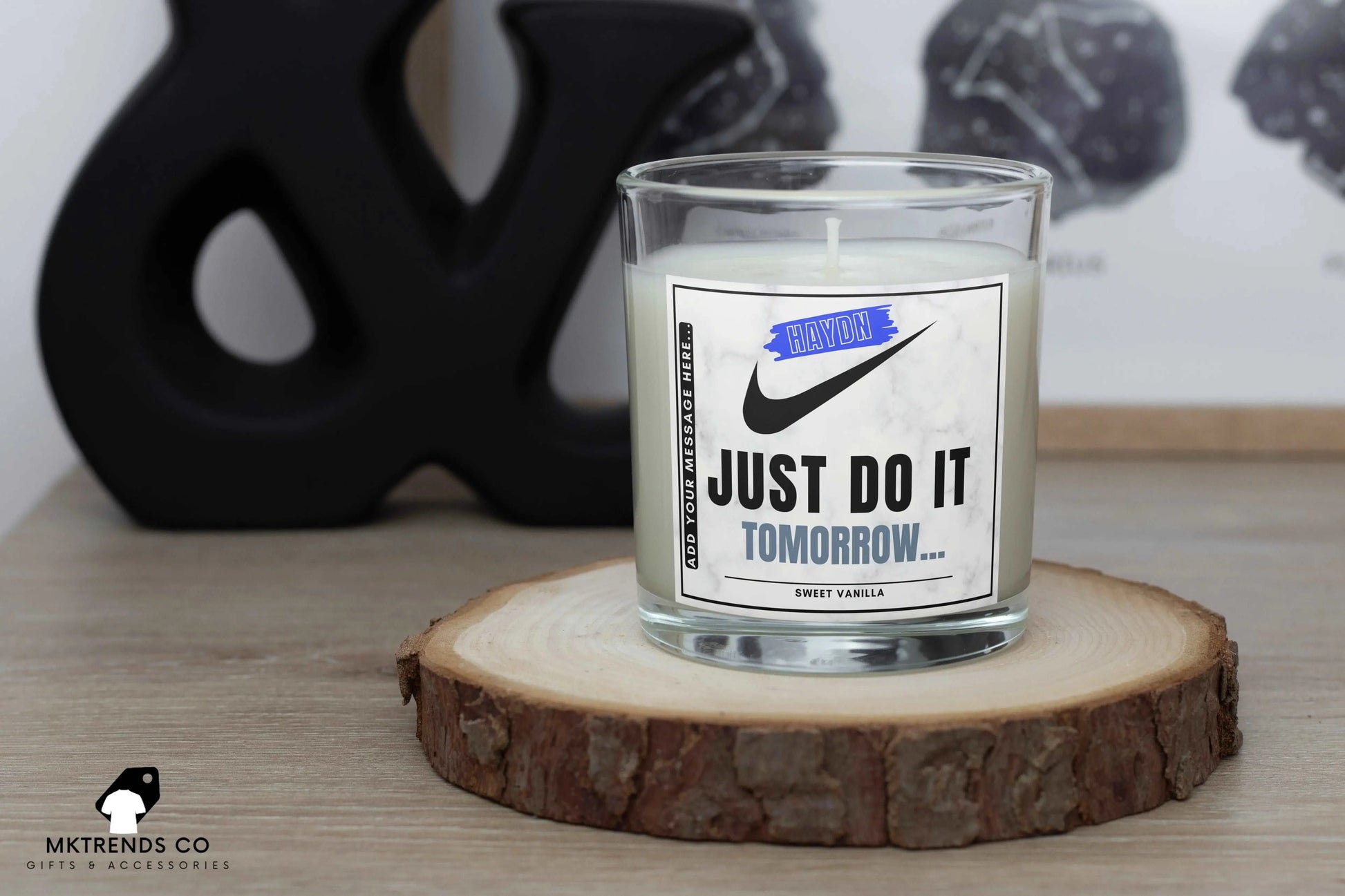 Just Do It Tomorrow Personalised Candle | Just Do It Funny Gift MKTrends Co