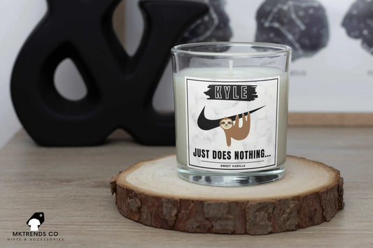 Just Does Nothing Personalised Candle | Just Do It Funny Gift MKTrends Co