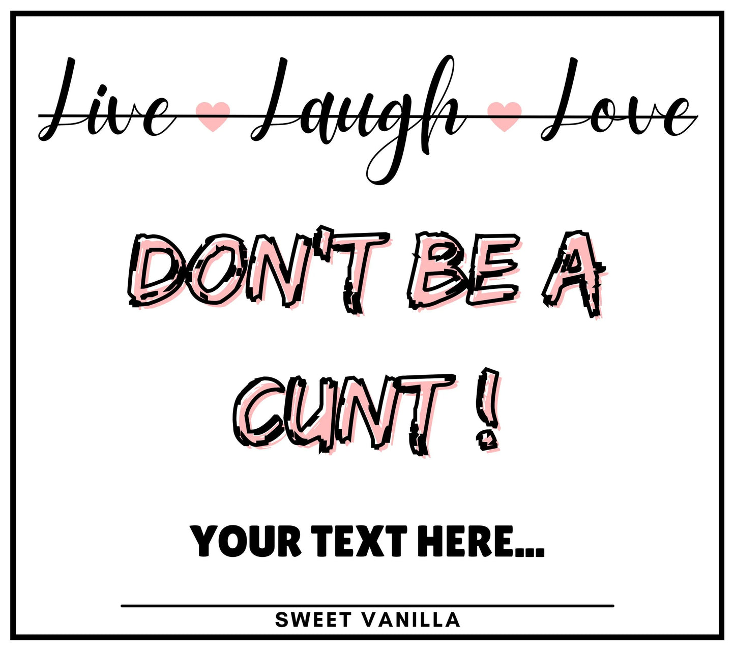 Live Laugh Love Personalised Candle | Funny Cunt Candle | Novelty Gift MKTrends Co