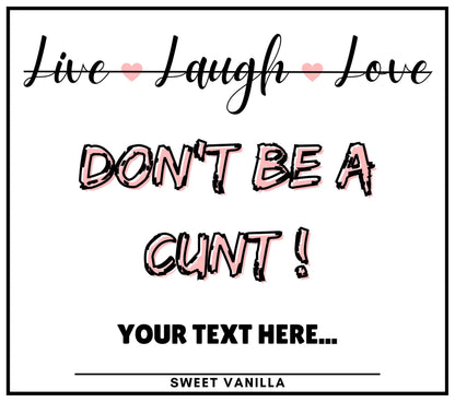 Live Laugh Love Personalised Candle | Funny Cunt Candle | Novelty Gift MKTrends Co