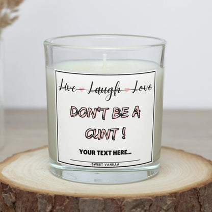 Live Laugh Love Personalised Candle | Funny Cunt Candle | Novelty Gift MKTrends Co