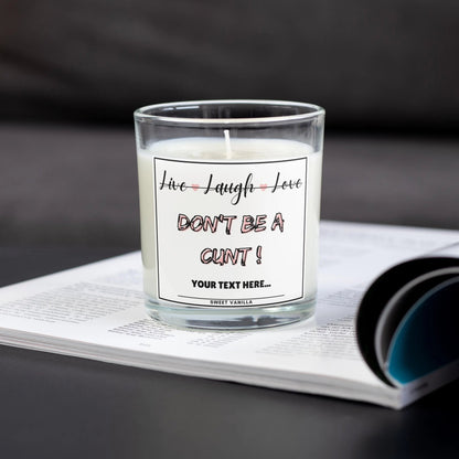 Live Laugh Love Personalised Candle | Funny Cunt Candle | Novelty Gift MKTrends Co