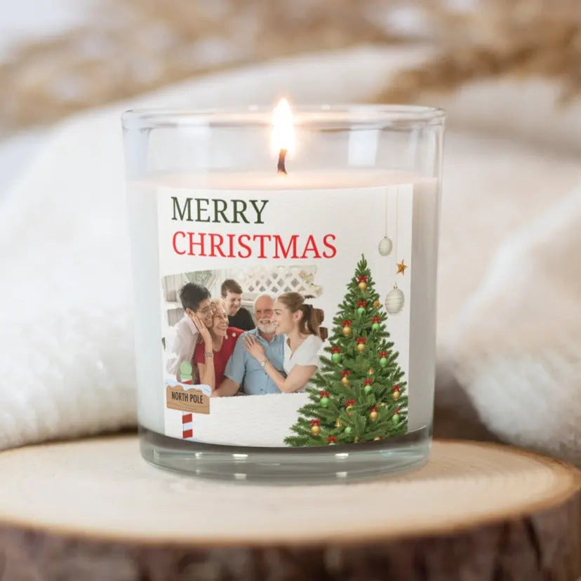 Merry Christmas Photo Personalised Candle | Christmas Photo Gifts MKTrends Co