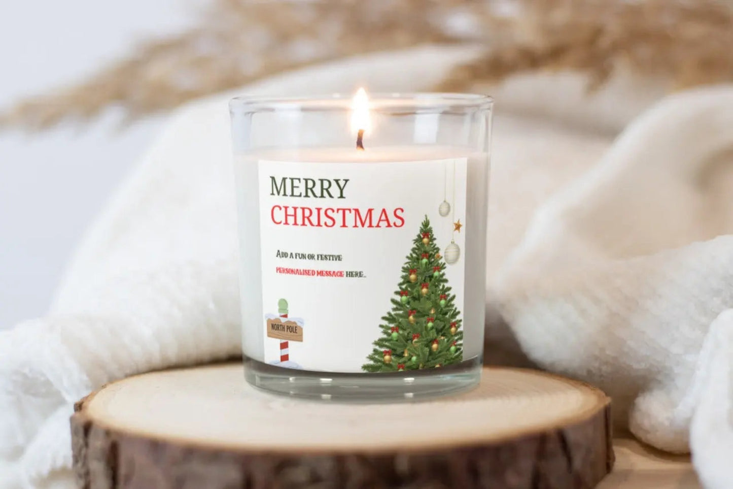 Merry Christmas Tree Candle | Personalised Candle MKTrends Co