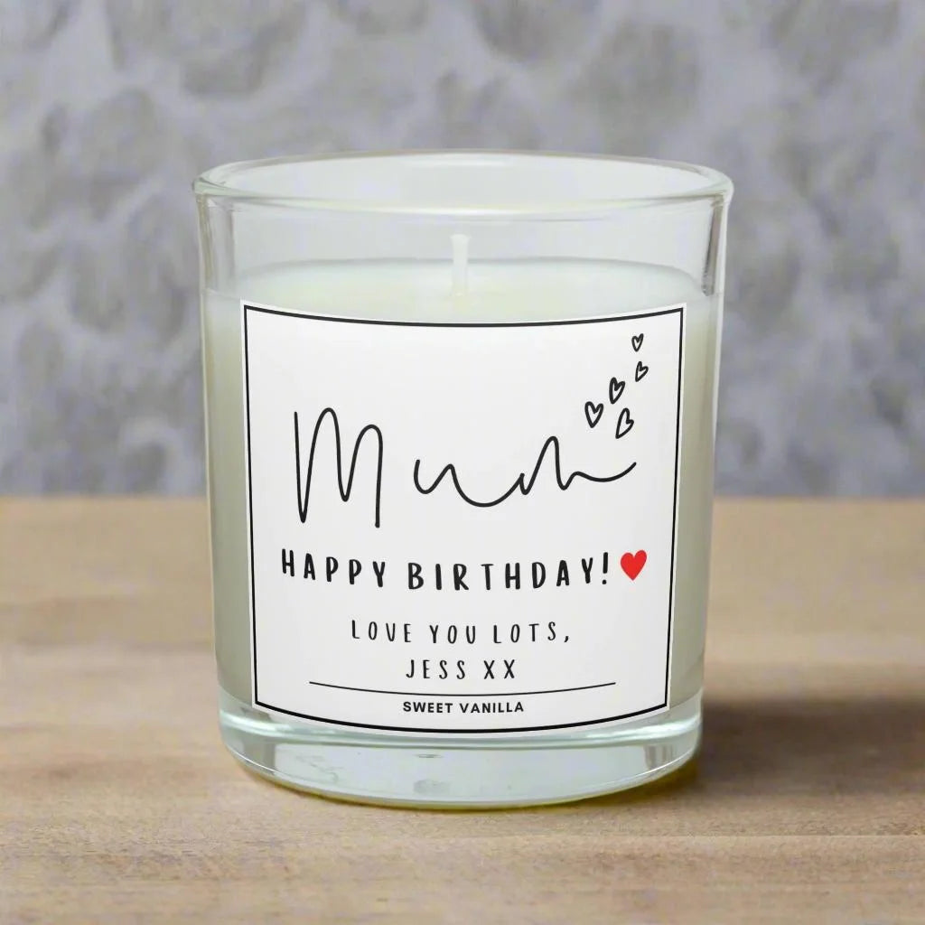 Mum Hearts Message Personalised Candle Gift MKTrends Co