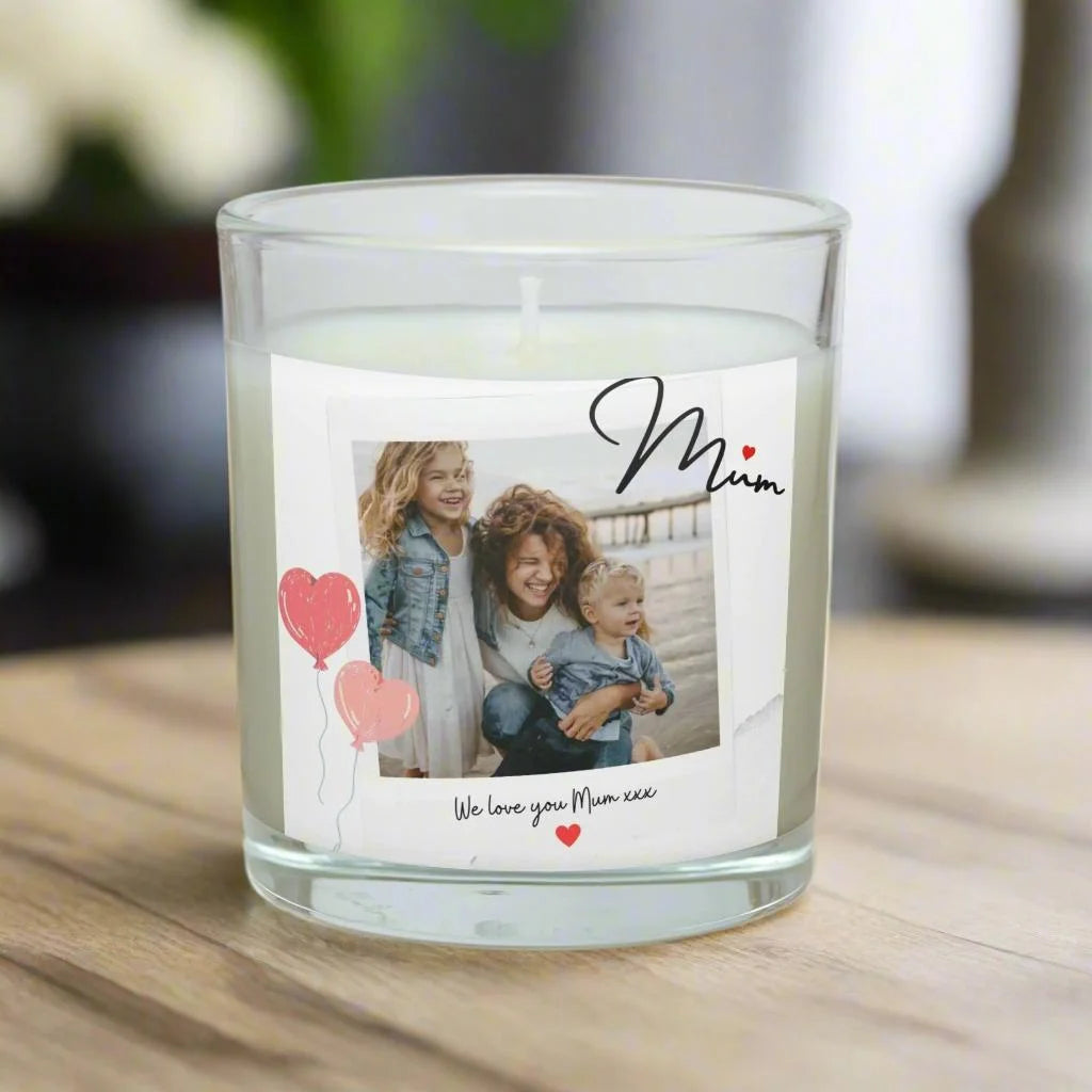 Mum Photo Hearts Personalised Candle | Mum Photo Gift MKTrends Co