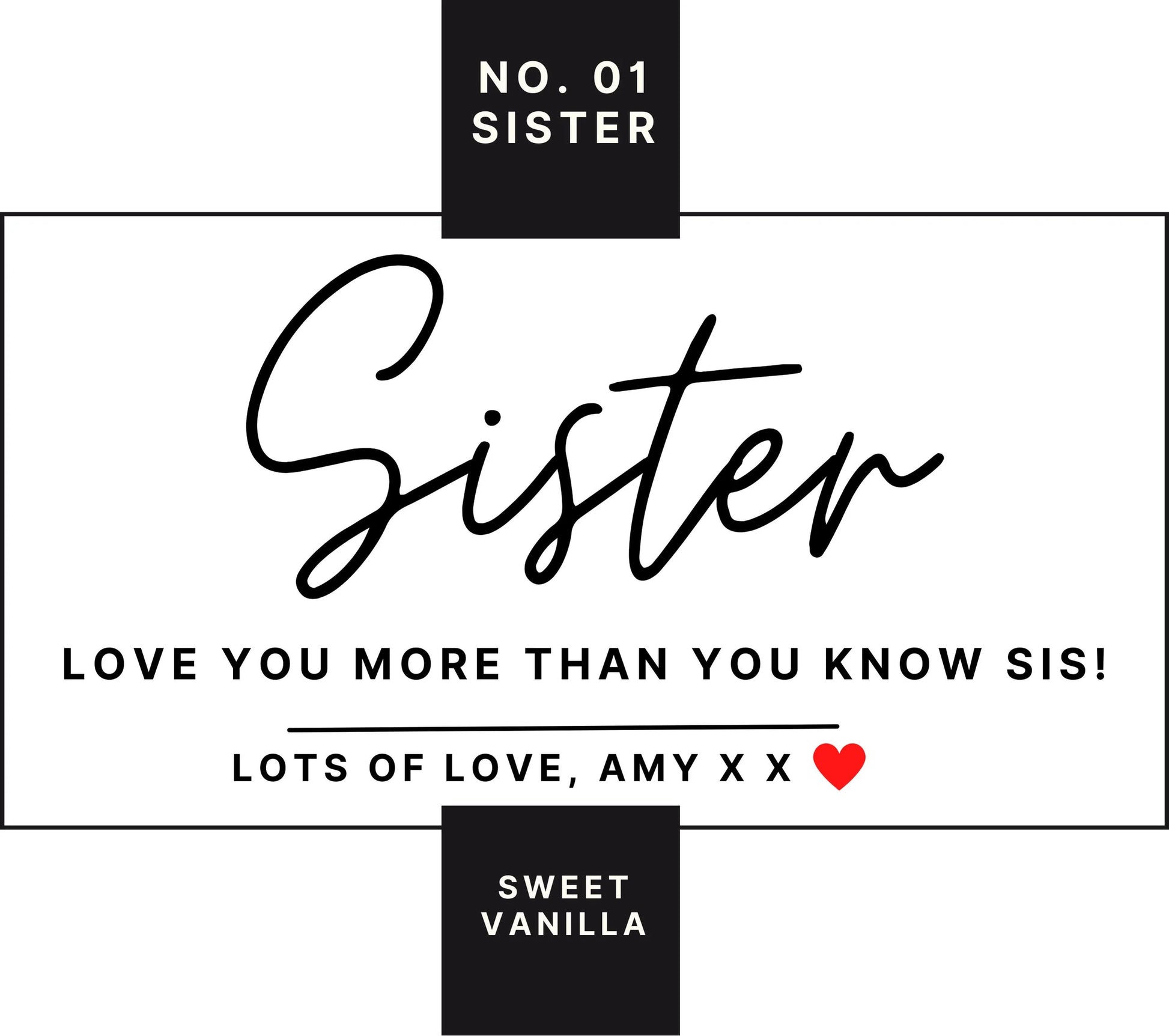 No.01 Sister Personalised Candle | Number One Sister Gift MKTrends Co