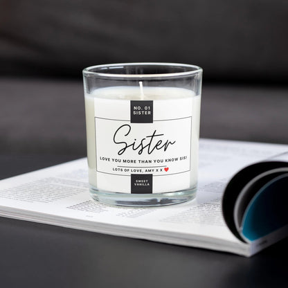 No.01 Sister Personalised Candle | Number One Sister Gift MKTrends Co