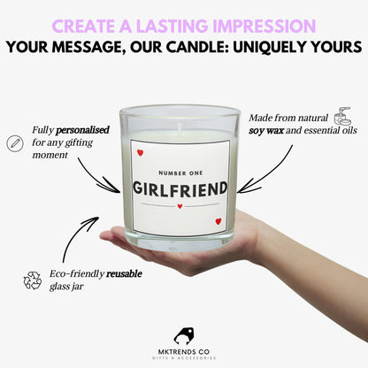 Number 1 Girlfriend Personalised Candle | Girlfriend Message Gift MKTrends Co