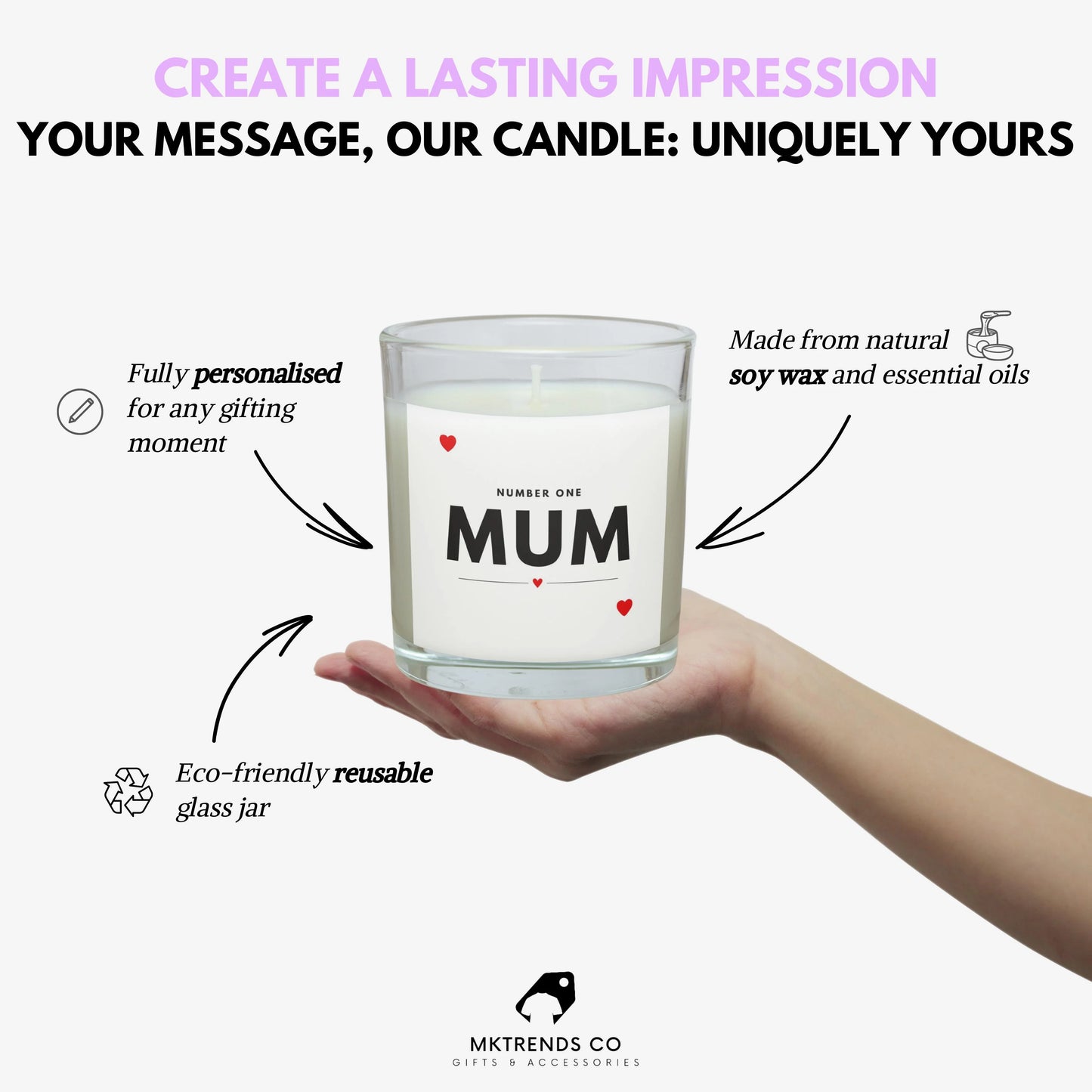 Number 1 Mum Personalised Candle | Number One Mum Gift MKTrends Co