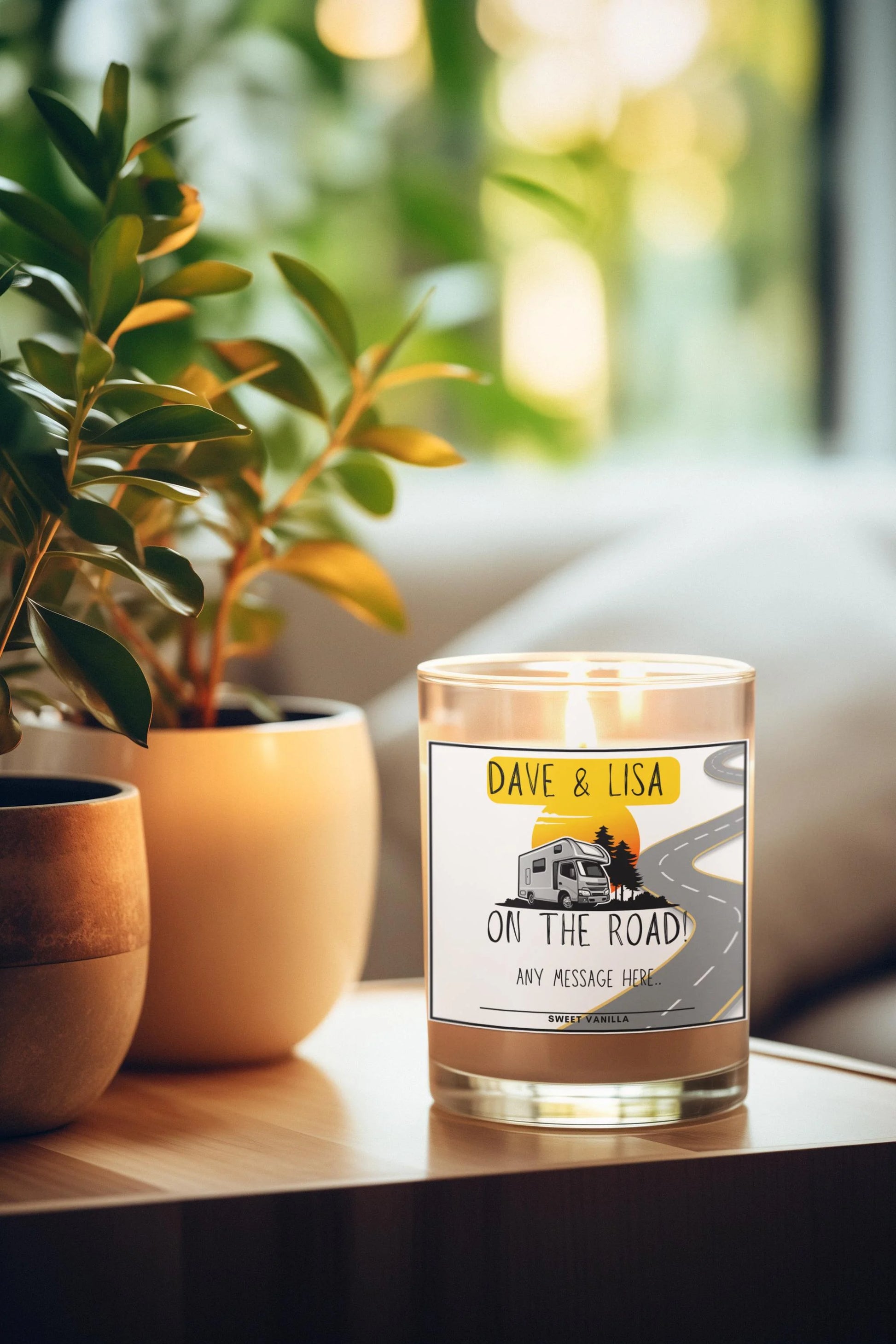 On The Road Motorhome Personalised Candle | Vanlife Decor MKTrends Co