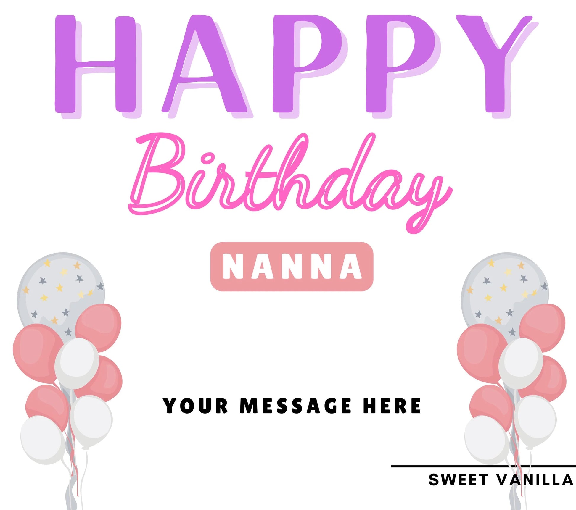 Personalised Happy Birthday Nanna Balloon Candle MKTrends Co